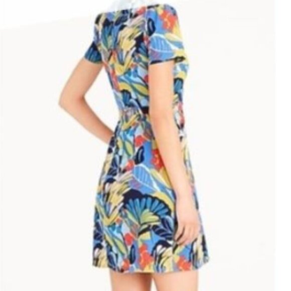 J.Crew Mercantile Floral Blue Faux Wrap Dress Short Sleeve Size 6 NWT - Picture 3 of 12